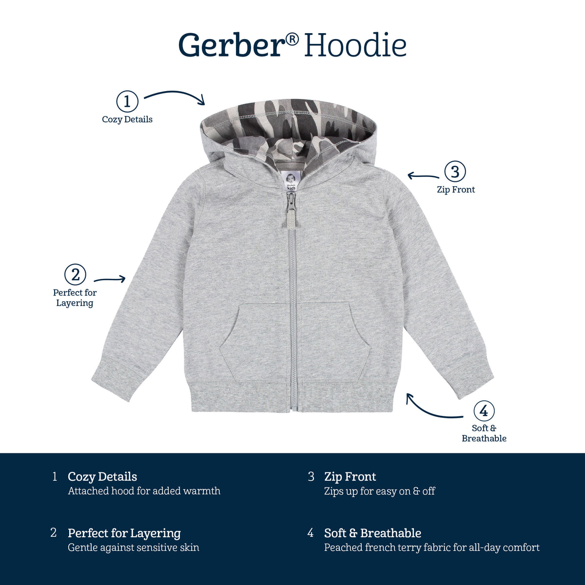 Infant & Toddler Boys Heather Gray Hoodie, view 6