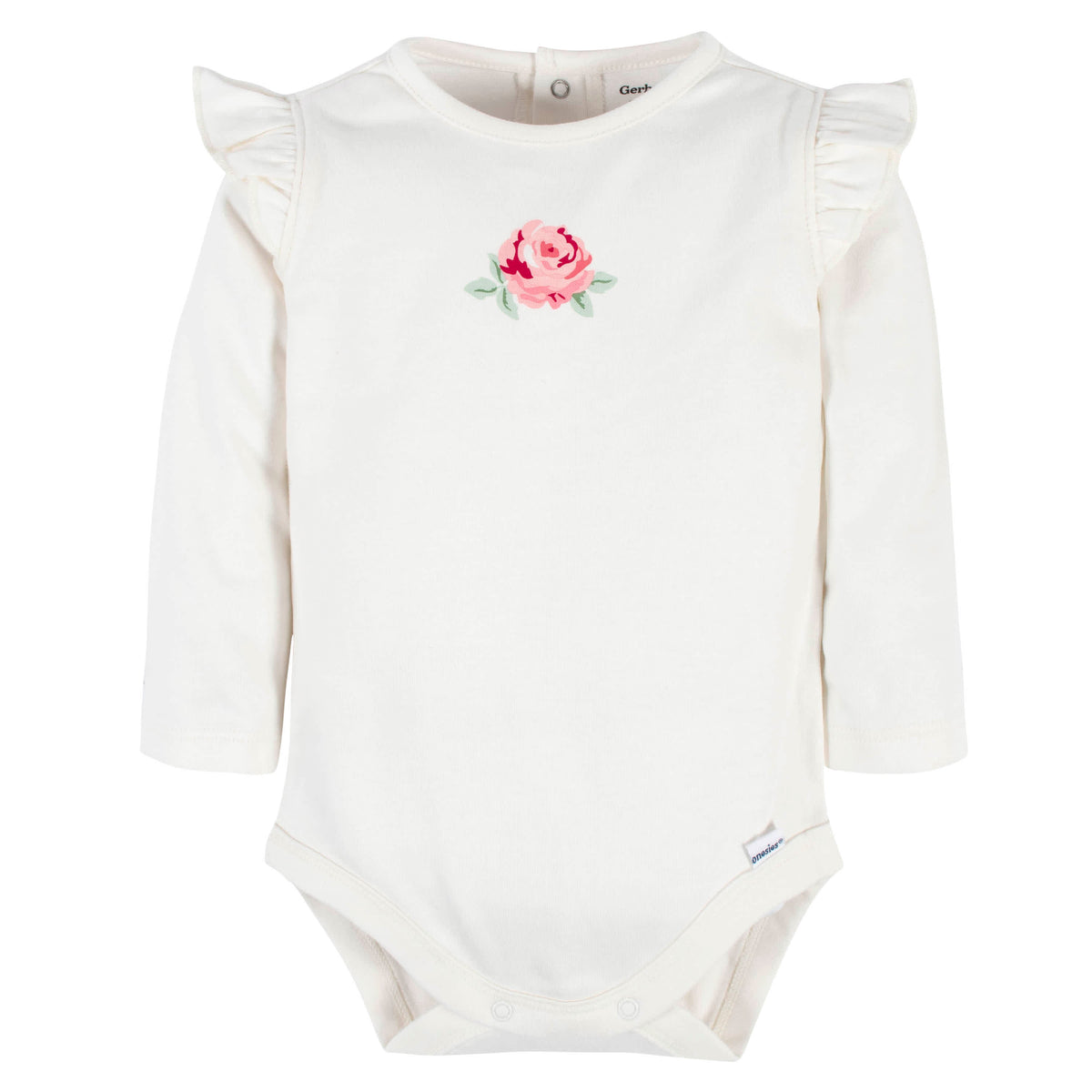 3-Piece Baby Girls Pink Garden Onesies Bodysuit, Pants & Headband Set, view 2