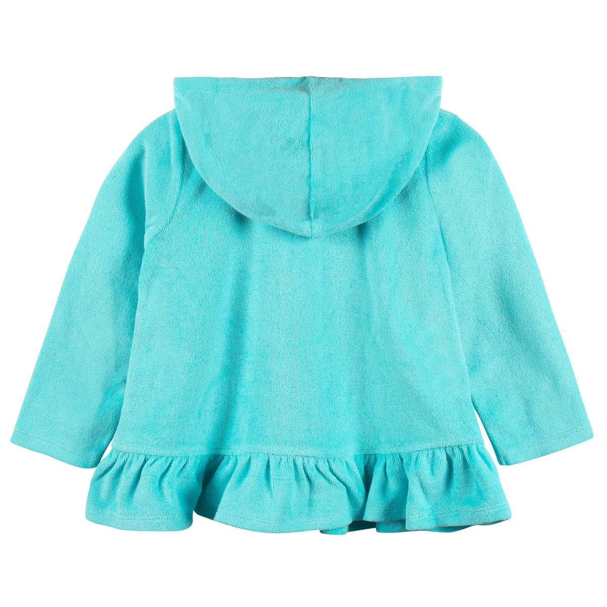 Baby & Toddler Girls Aqua Hooded Zip Front Terry Coverup, view 7