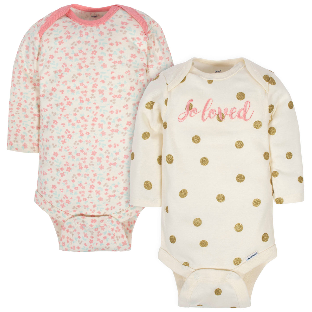 2-Pack Organic Baby Girls Loved Long Sleeve Onesies Bodysuits