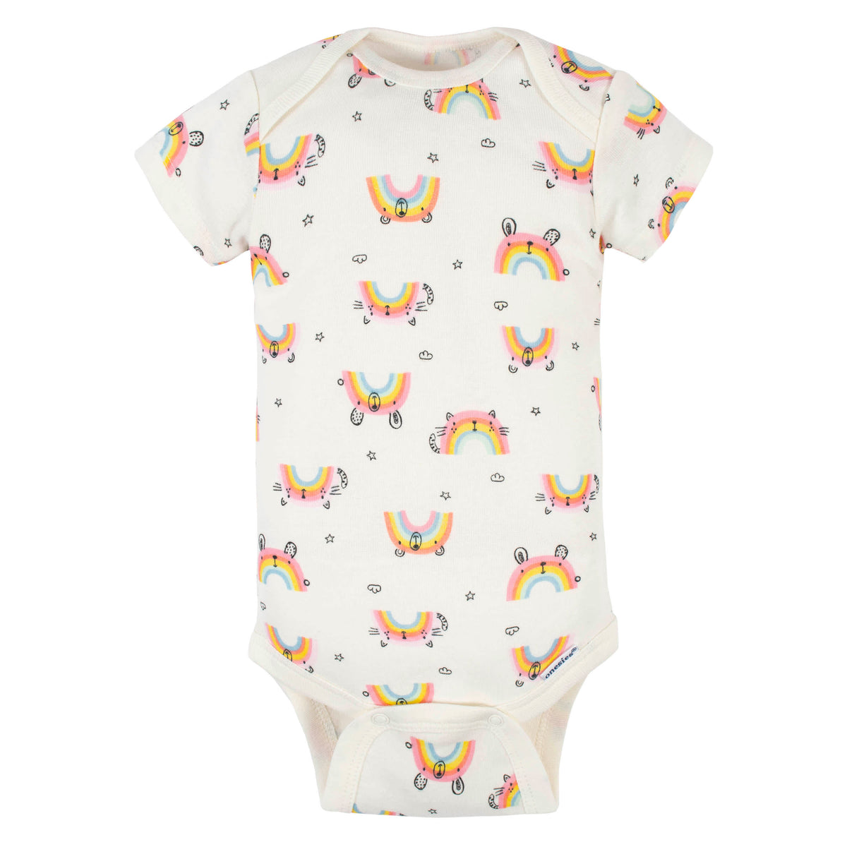 5-Pack Baby Girls Rainbow Short Sleeve Onesies Bodysuits, view 6