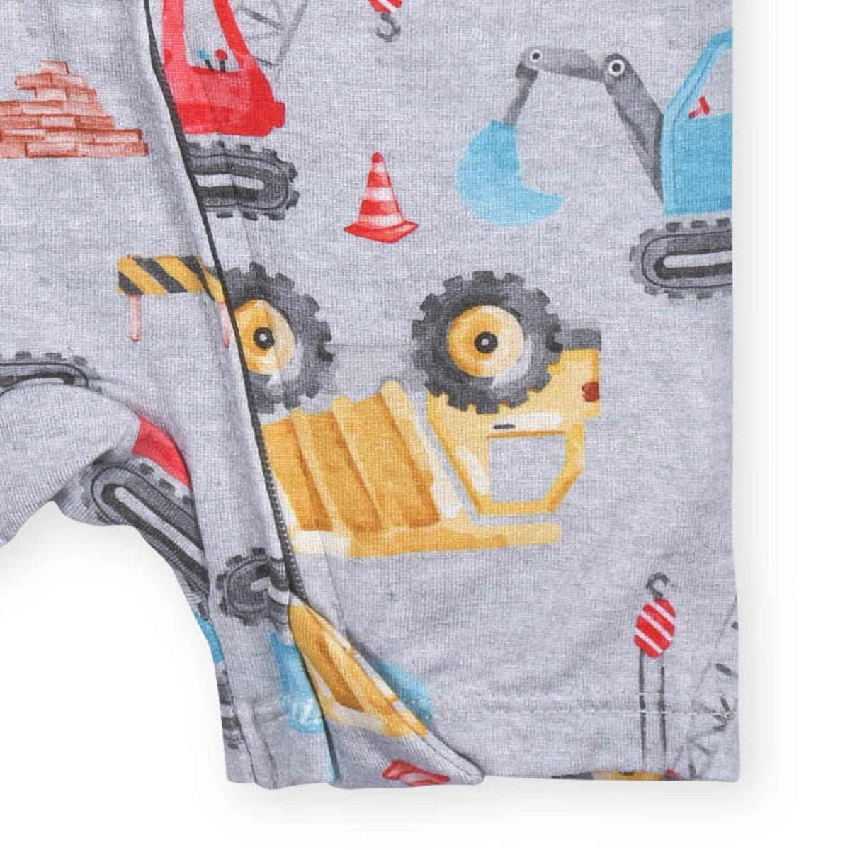 Baby Boys Construction Trucks Buttery Soft Viscose Made from Eucalyptus Snug Fit Romper, view 7