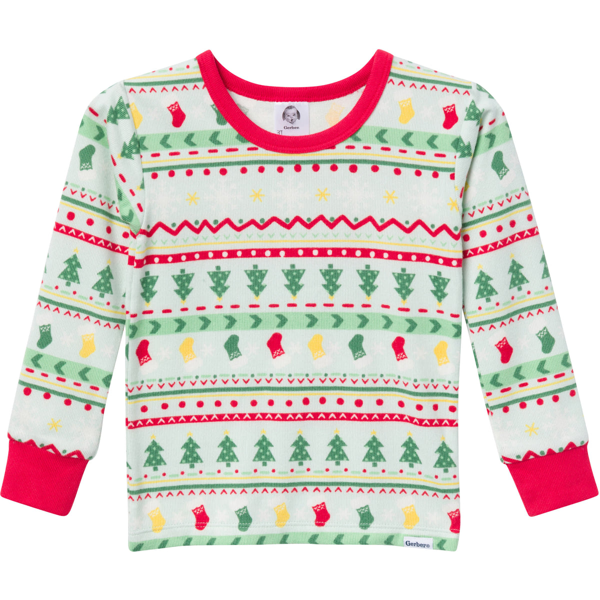2-Piece Infant & Toddler Neutral Oh What Fun FairIsle Holiday Family Pajamas, view 2