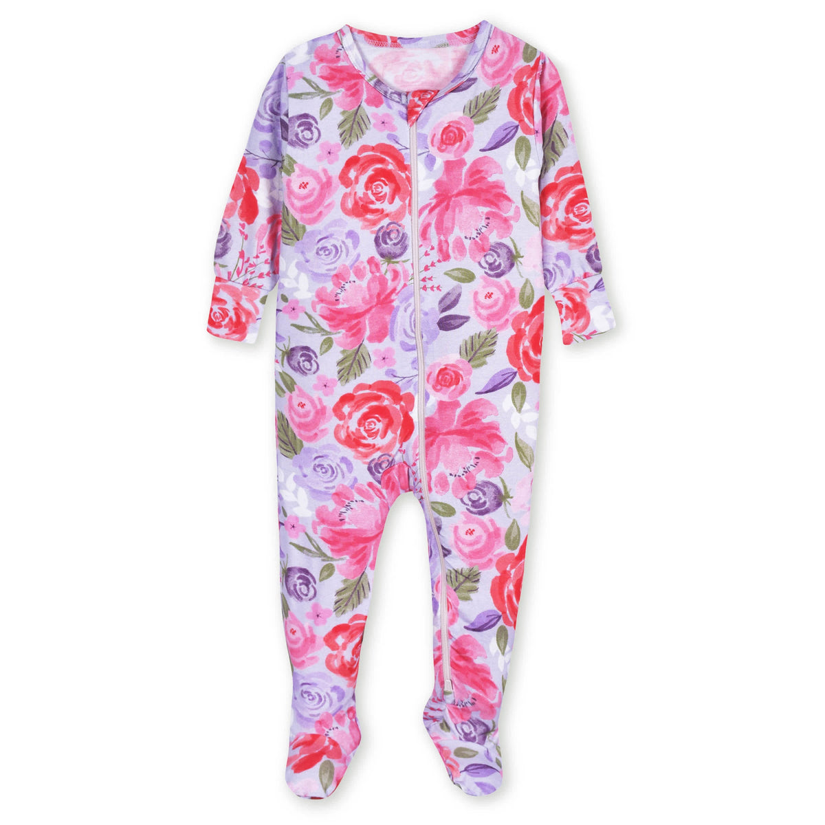 Baby & Toddler Girls Lilac Garden Buttery Soft Viscose Made from Eucalyptus Snug Fit Footed Pajamas, view 2