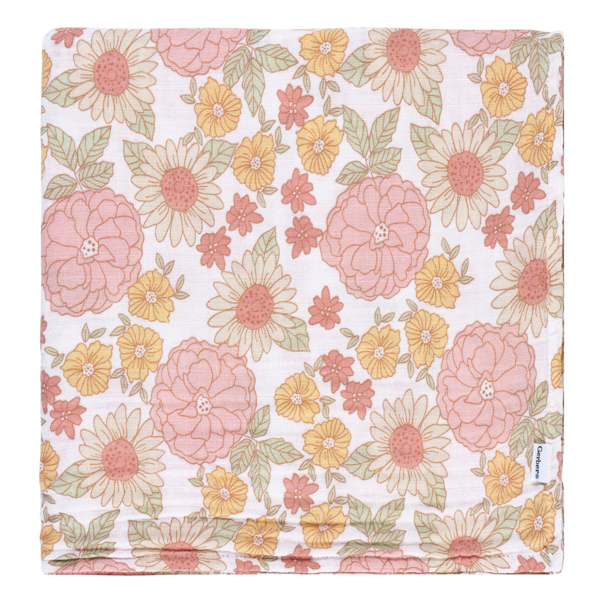 2-Pack Baby Girls Retro Floral Muslin Blanket, view 3