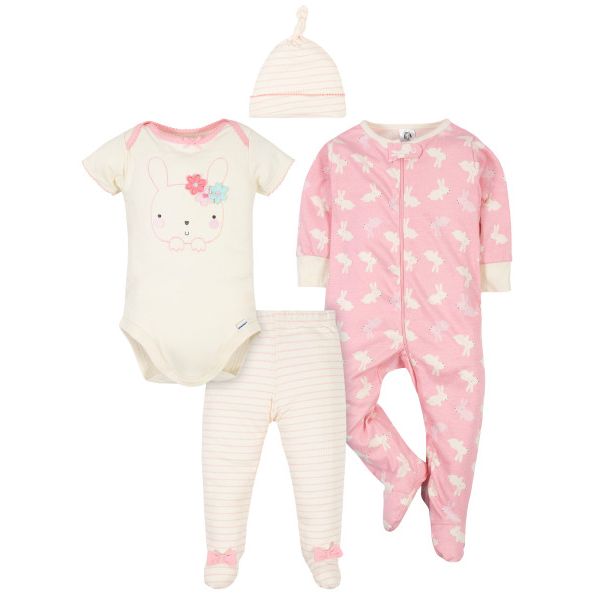 4-Piece Baby Girls Bunny Take-Me-Home Set