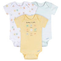 3-Pack Baby Neutral Starry Smiles Short Sleeve Onesies® Bodysuits