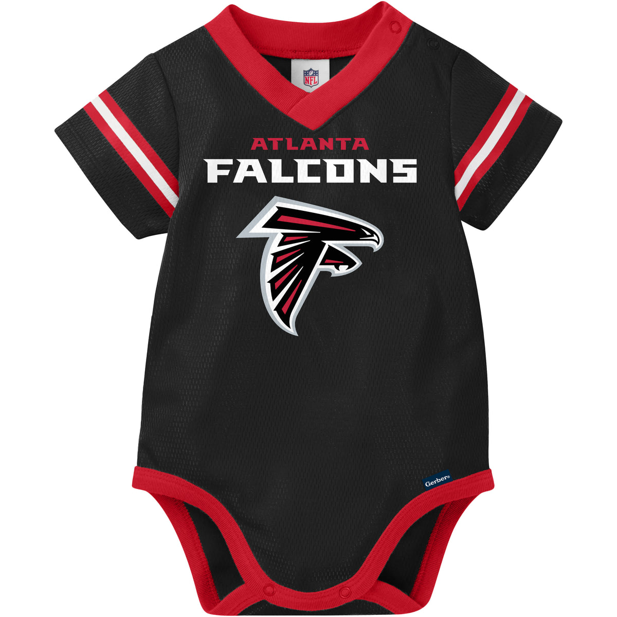 Baby Boys Falcons Short Sleeve Jersey Bodysuit, view 3
