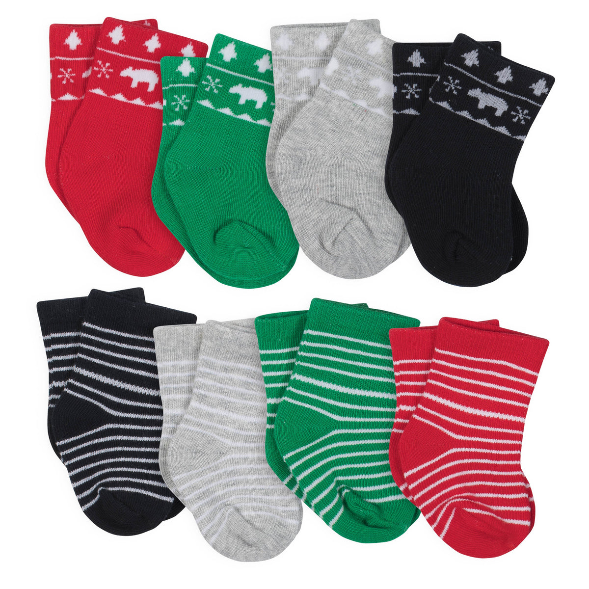 8-Pack Polar Bear Jersey Crew Wiggle Proof Socks