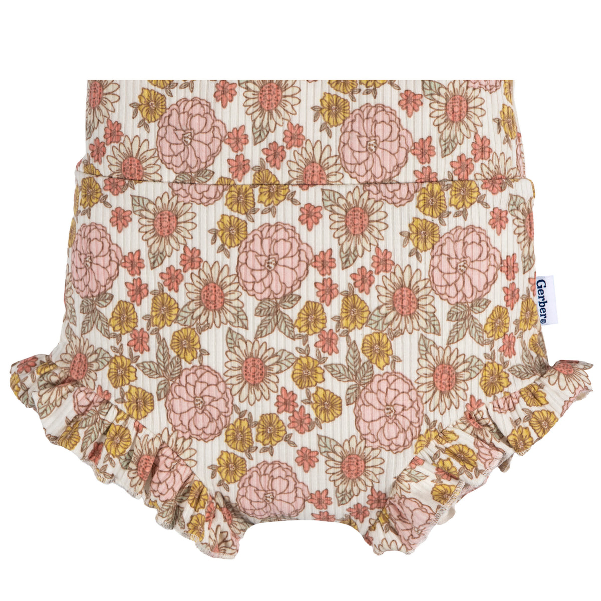 3-Pack Baby Girls Garden/Pink/Brown Bubble Short, view 6