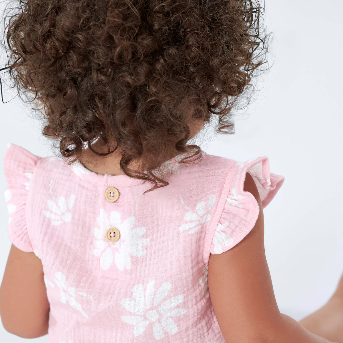 Infant & Toddler Girls Pink Floral Gauze Flutter Sleeve Top, view 6
