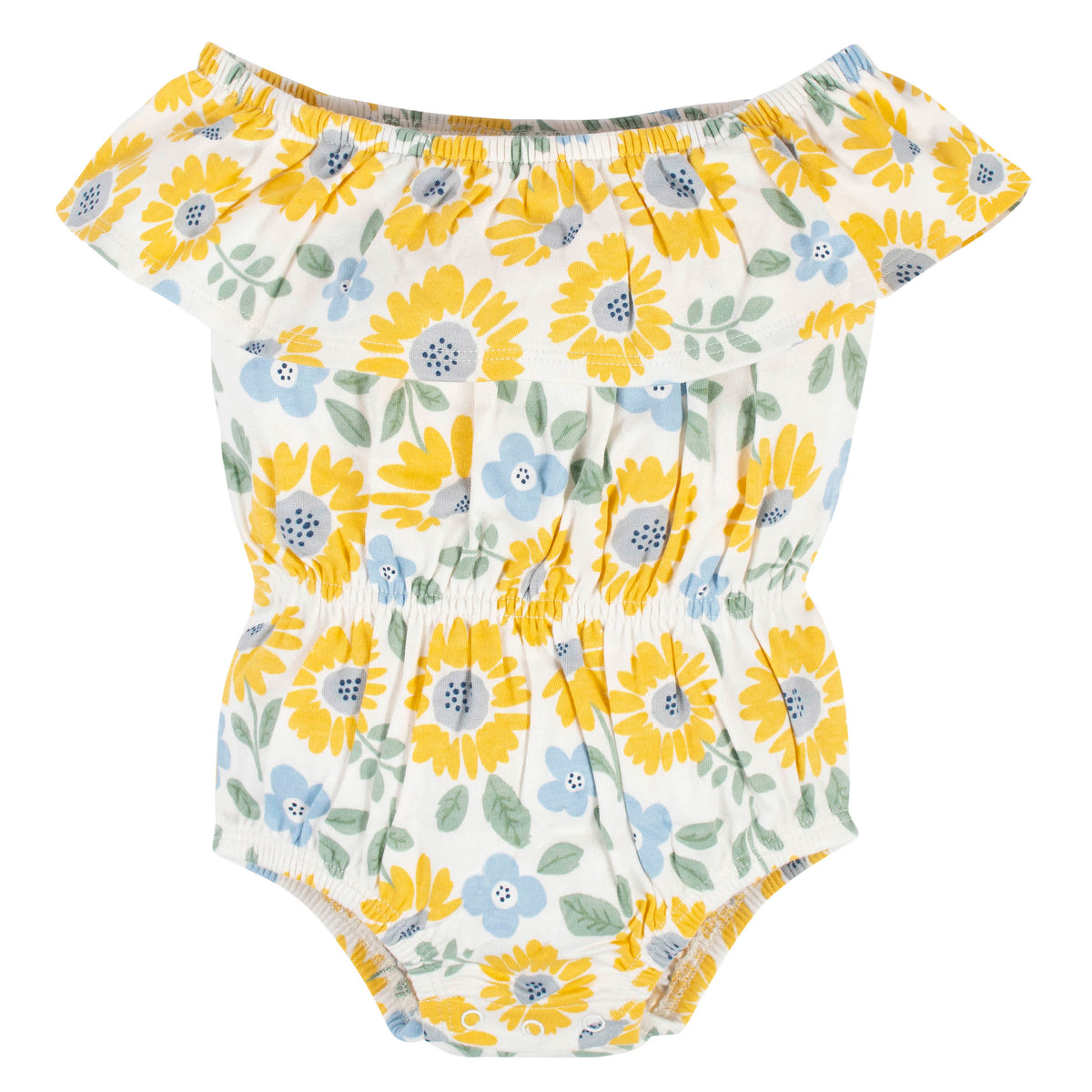 2-Piece Baby Girls Sunny Garden Wide Neck Romper & Headband Set, view 2