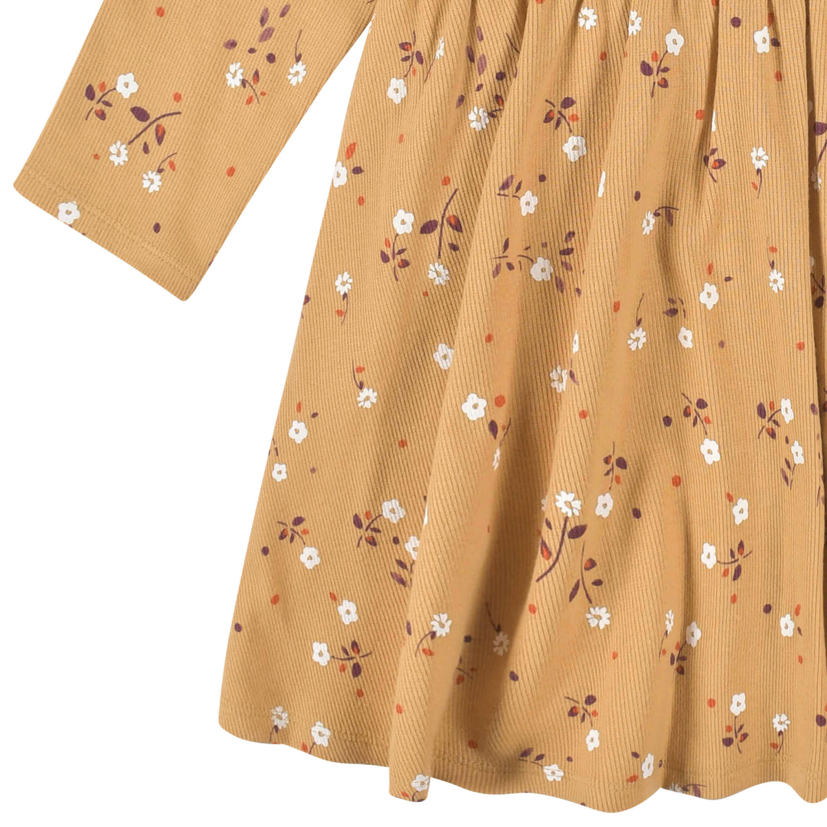 2-Pack Infant & Toddler Girls Mustard Floral Long Sleeve Dresses, view 3