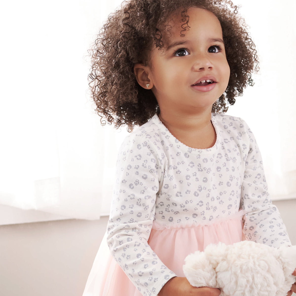 Baby & Toddler Girls Leopard Long Sleeve Tulle Dress, view 8