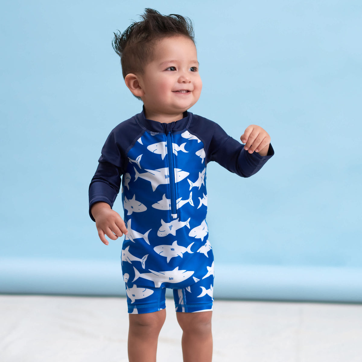Baby & Toddler Boys Shark Zone Rash Guard, view 2