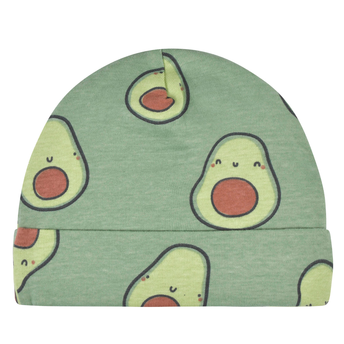 4-Piece Baby Neutral Avocado Caps & No Scratch Mittens Set, view 4