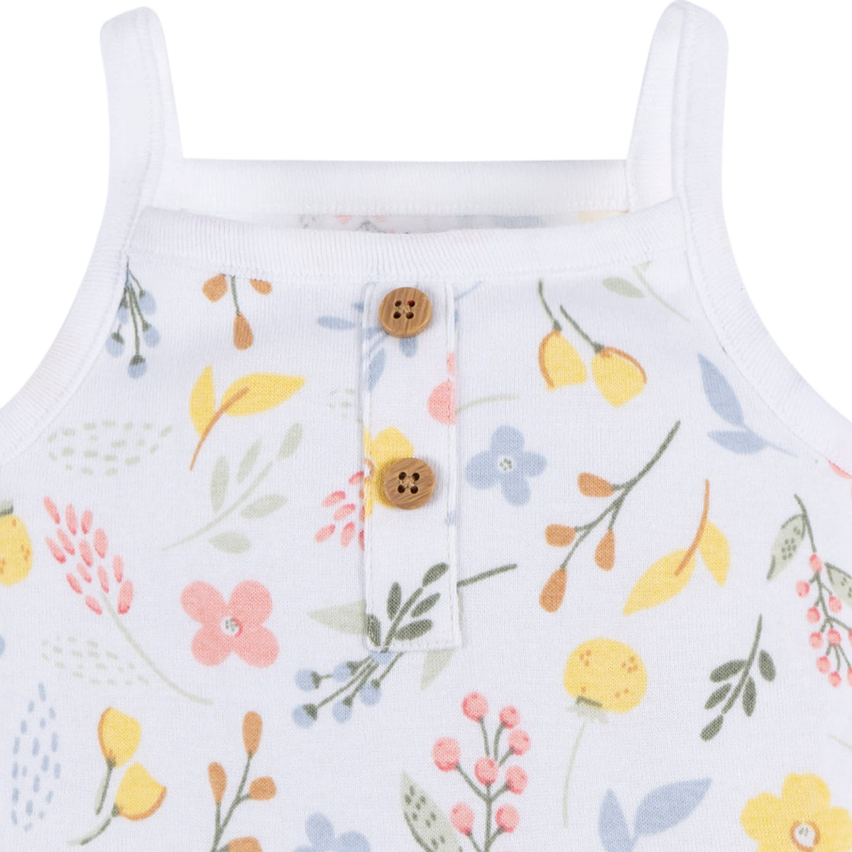 4-Pack Baby Girls White Floral Sleeveless Onesies Bodysuits, view 3