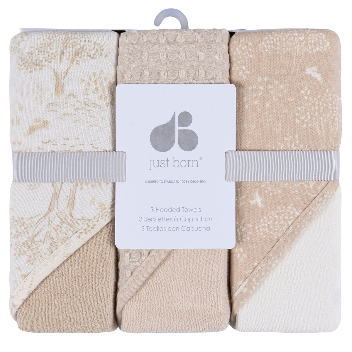 3-Piece Baby Neutral Tan Hooded Towel, view 8