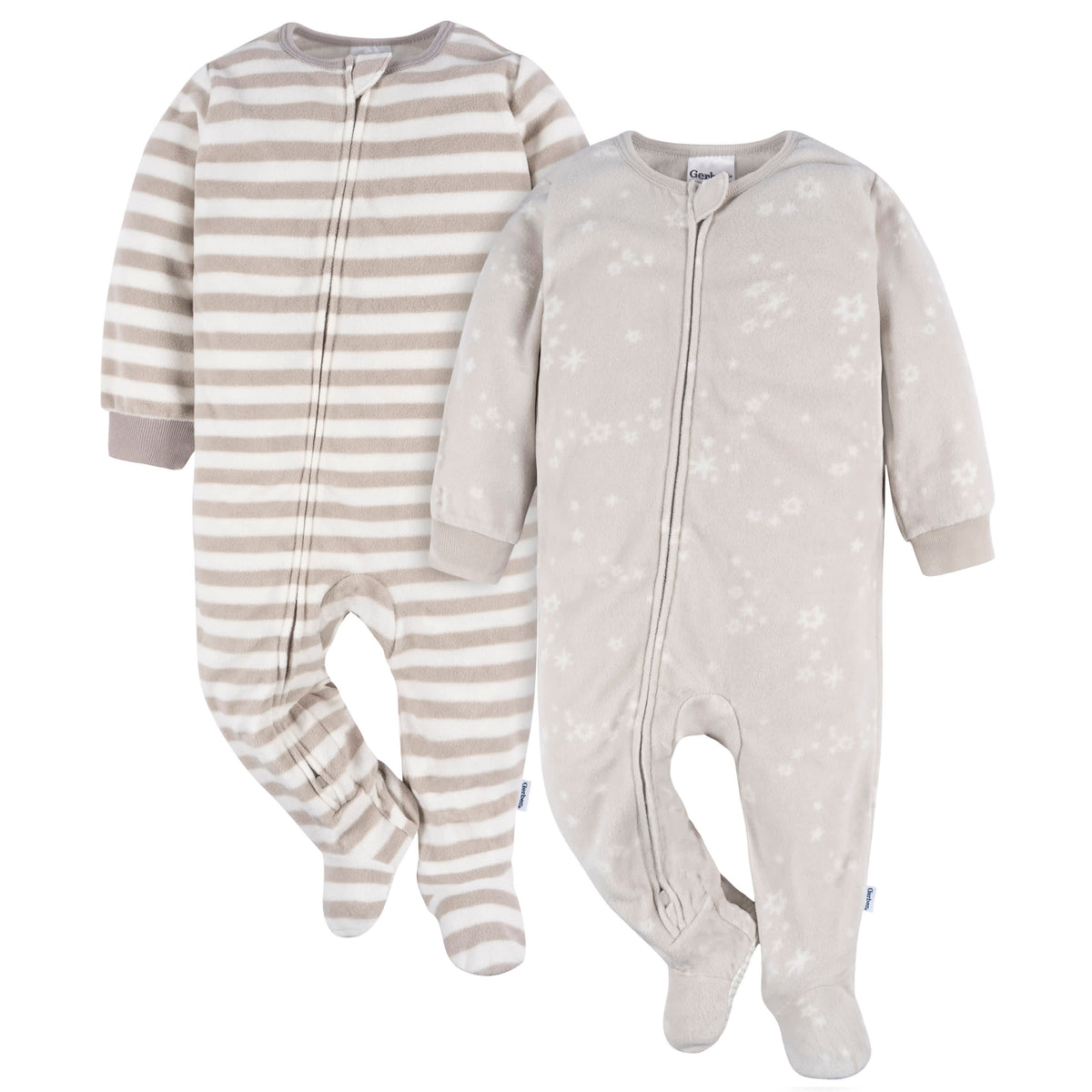 2-Pack Baby & Toddler Neutral Stars Fleece Pajamas