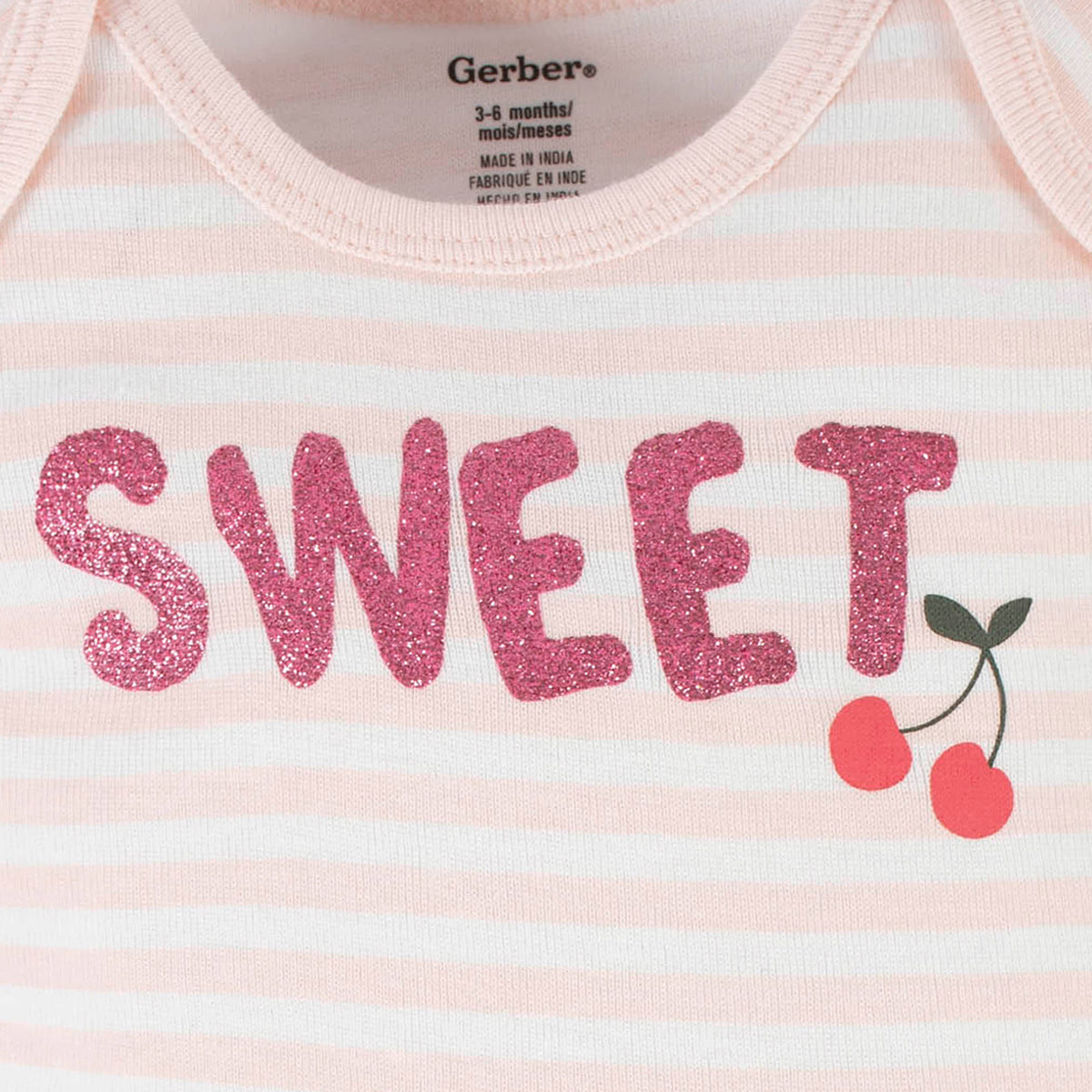 4-Pack Baby Girls Cherry Kisses Short Sleeve Onesies Bodysuits, view 7