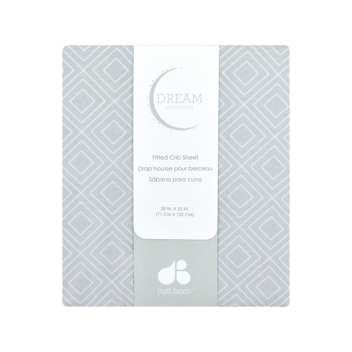 Just Born Dream Fitted Crib Sheet, Gray Geometric, view 2
