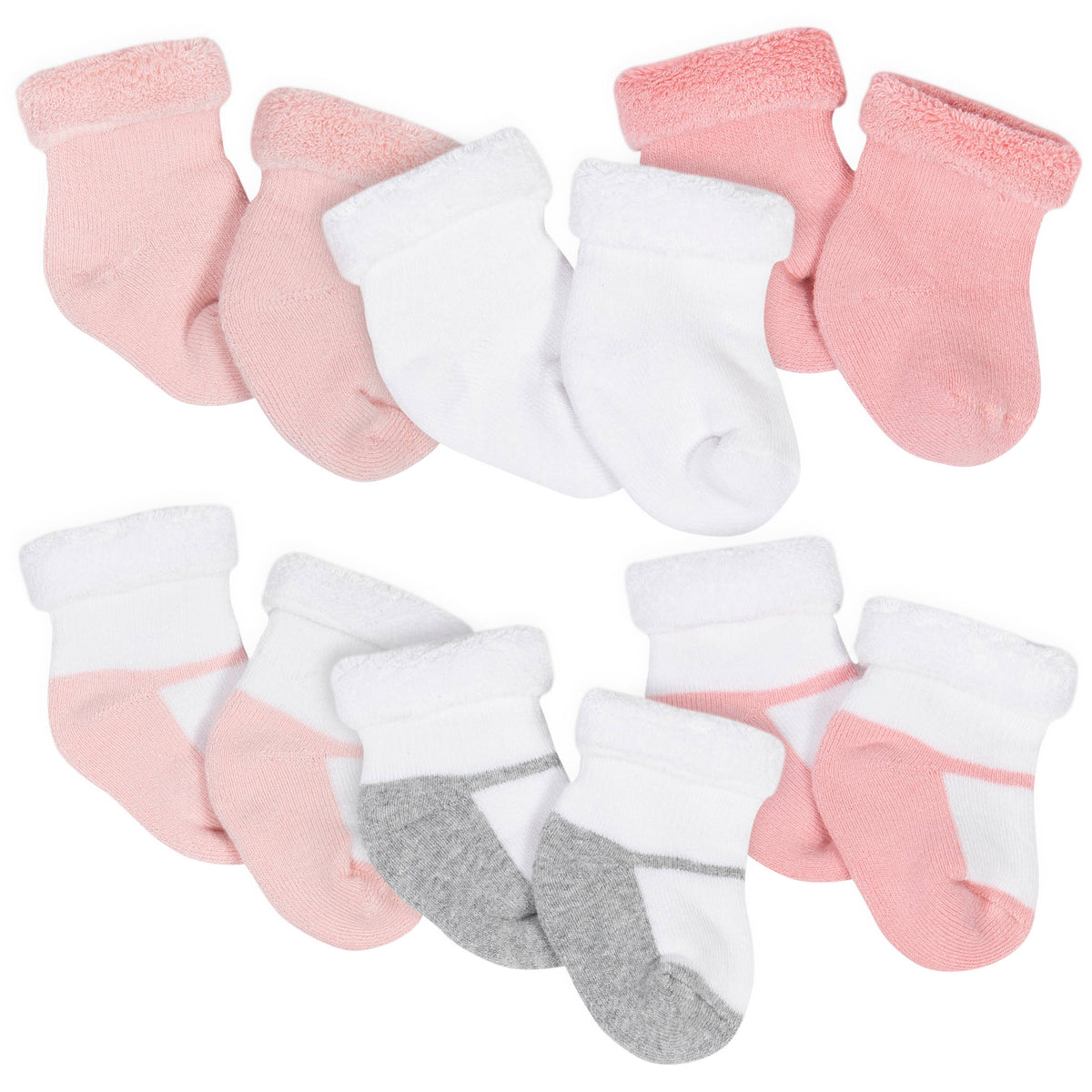 6-Pack Baby Girls Bear Wiggle-Proof Terry Bootie Socks