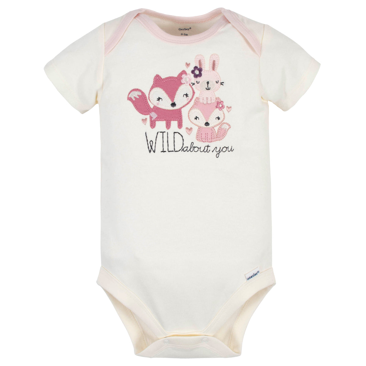 3-Pack Organic Baby Girls Wild Flower Short Sleeve Onesies Bodysuits, view 2