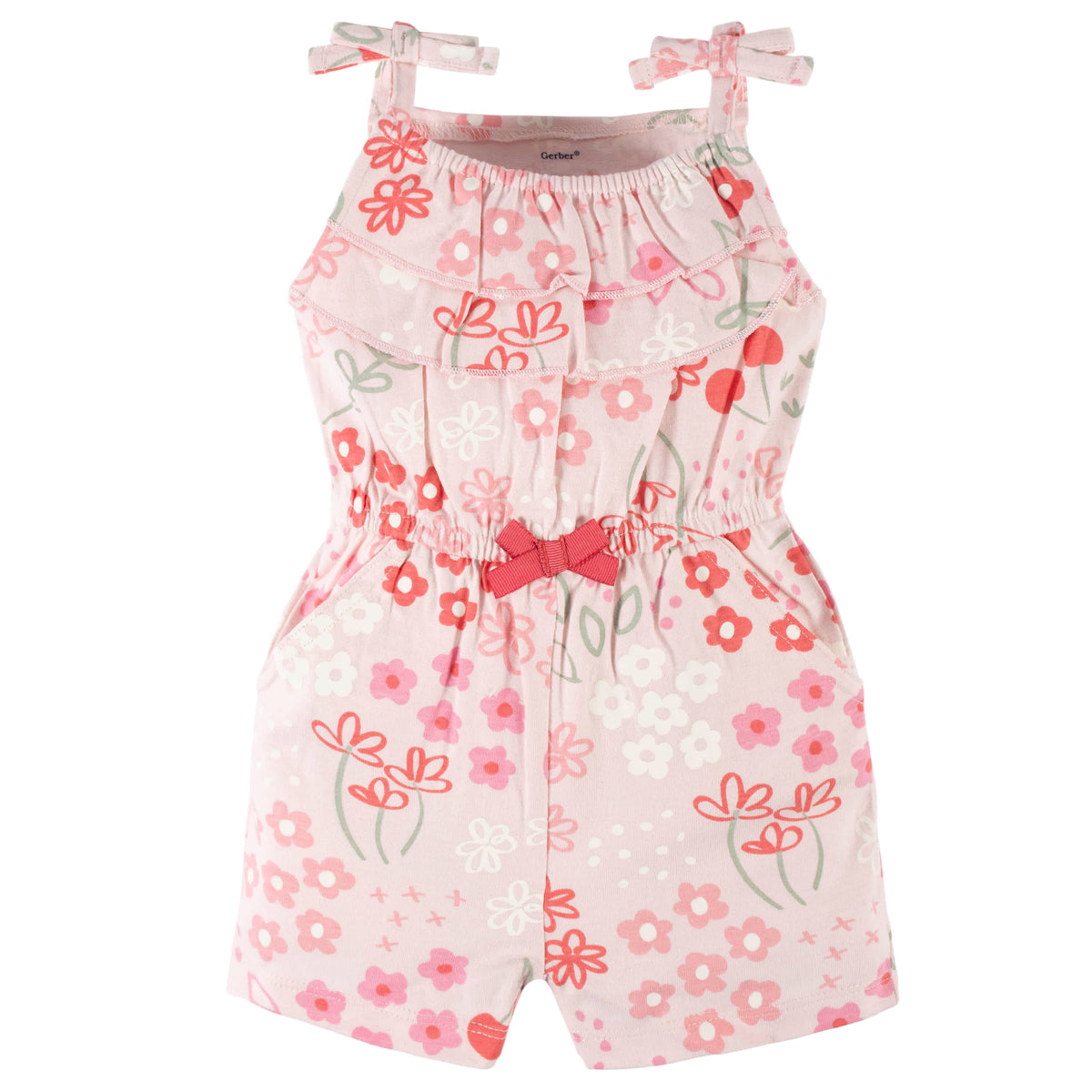 2-Pack Baby & Toddler Girls Cherry Kisses Tank Rompers, view 4