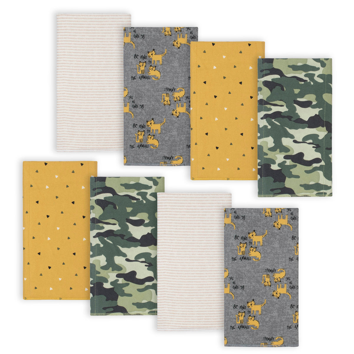 8-Pack Baby Boys Tiger Flannel Burp Cloths