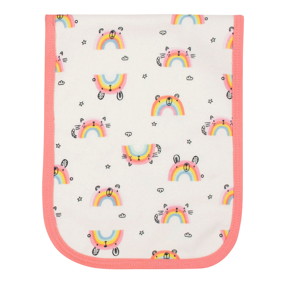 4-Pack Baby Girls Rainbow Burp Cloths, view 2