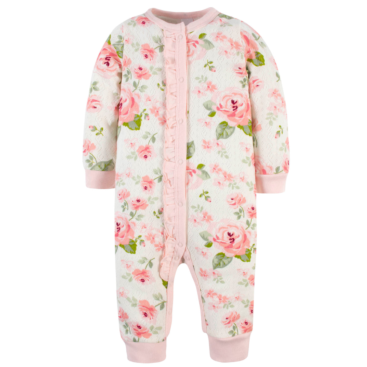 2-Piece Baby Girls Roses Coverall & Headband Set, view 3