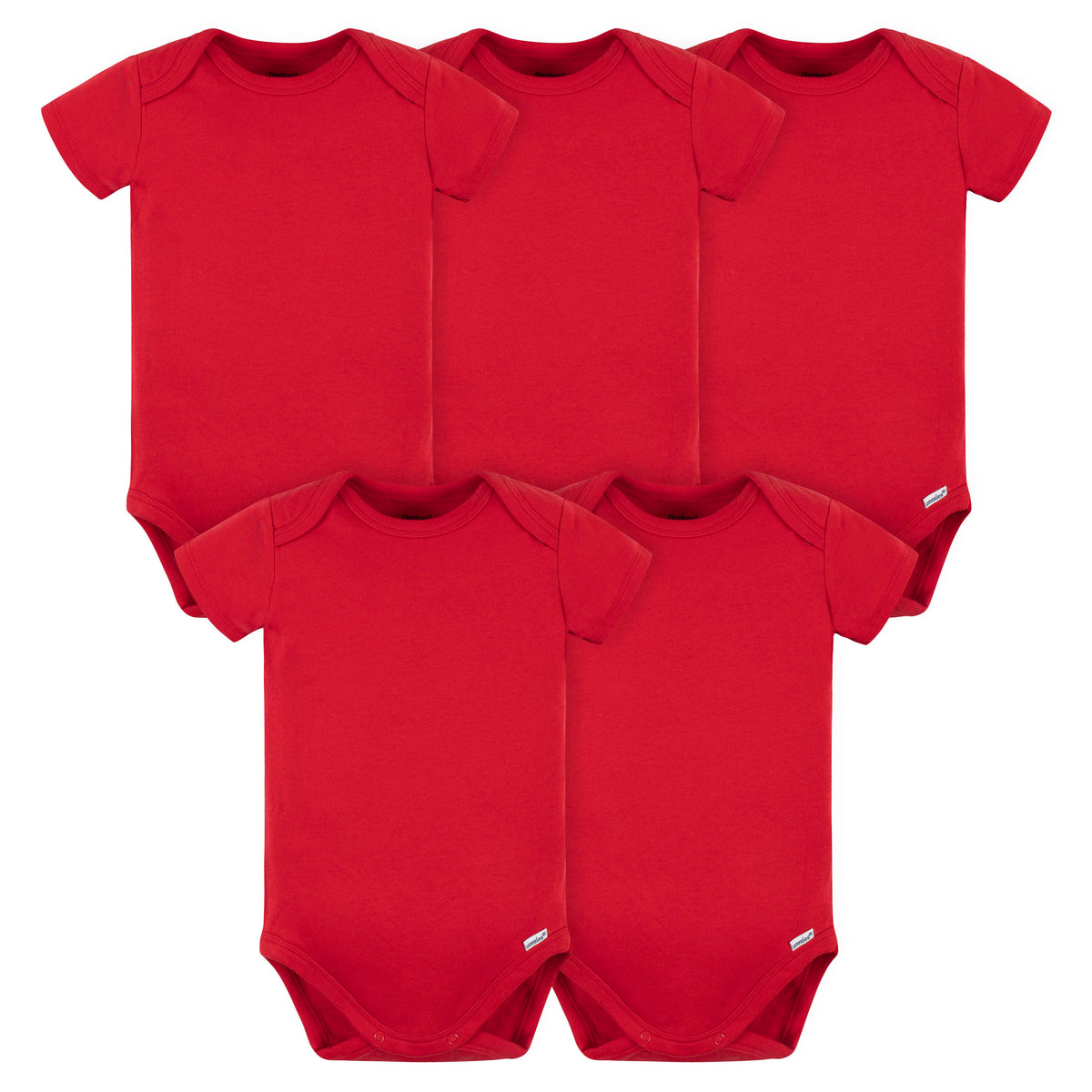 5-Pack Red Premium Short Sleeve Onesies Bodysuits