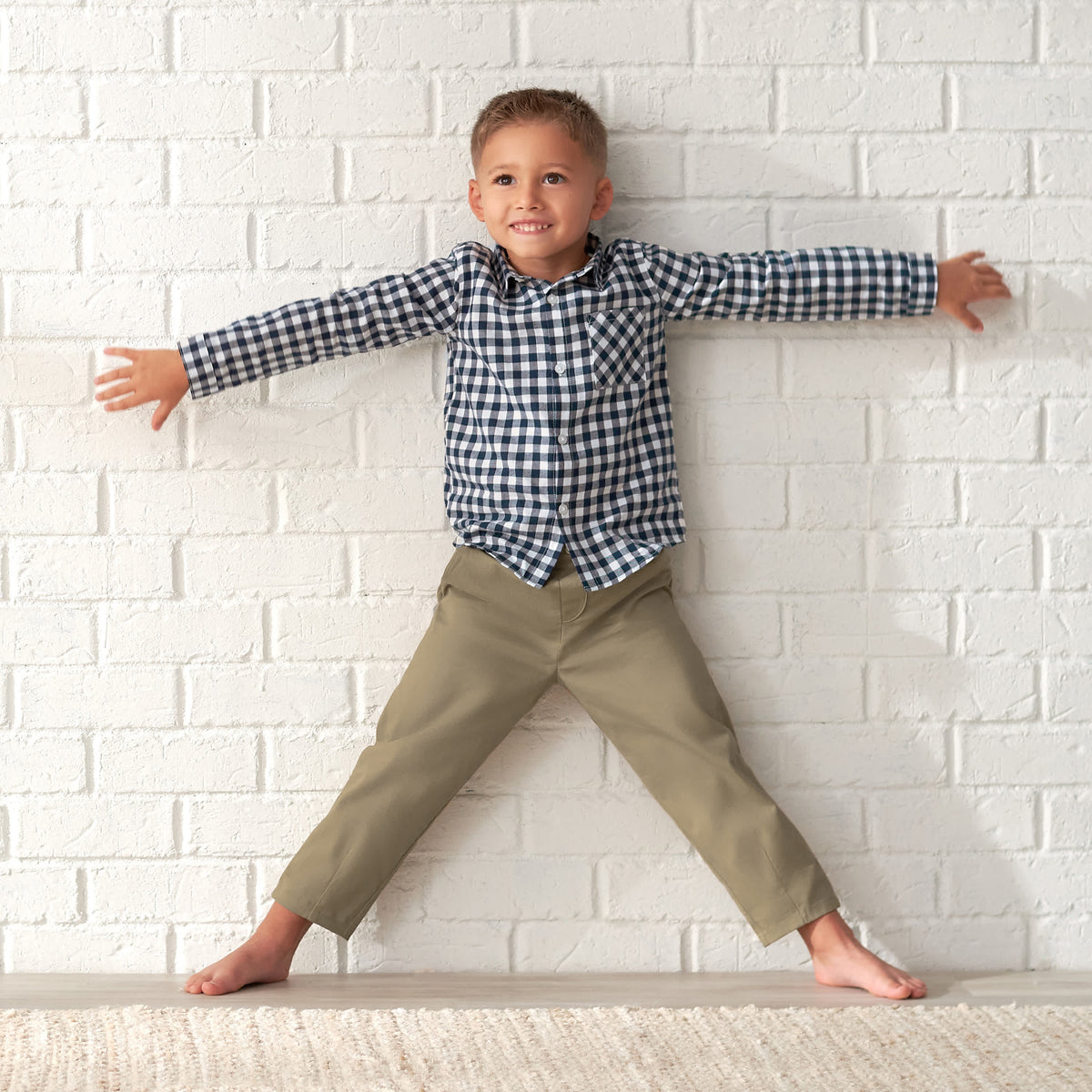 Infant & Toddler Boys Blue Plaid Woven Plaid Shirt, view 4