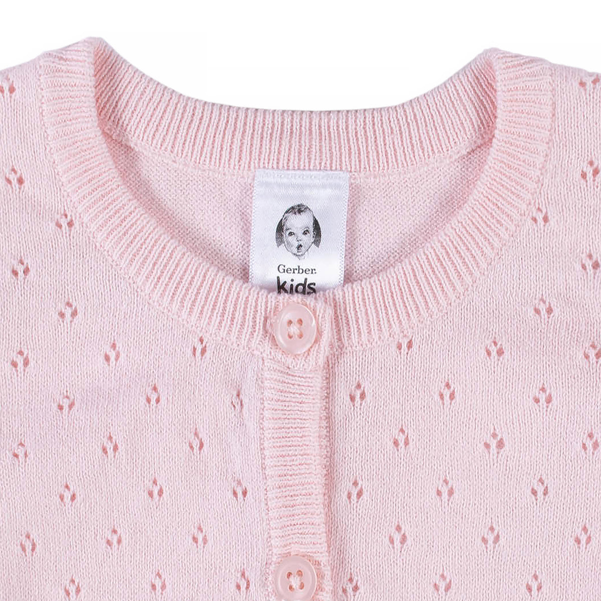 Baby & Toddler Girls Pink Pointelle Cardigan, view 2