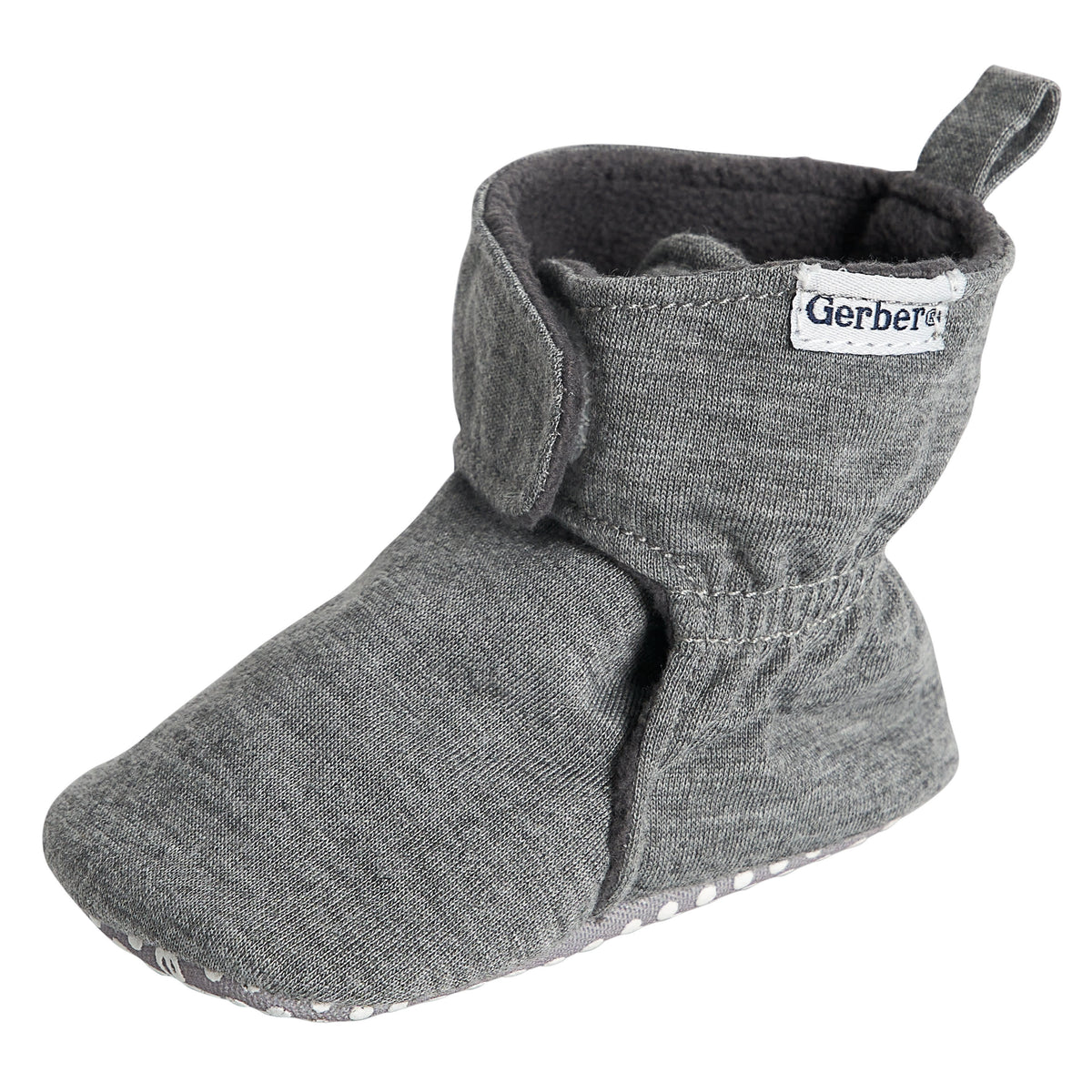 Baby Neutral Heather Gray Soft Booties, view 4