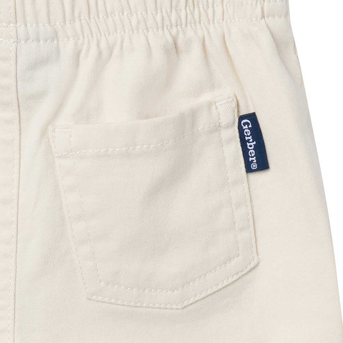 Baby & Toddler Girls Light Tan Stretch Twill Shorts, close-up detail 1