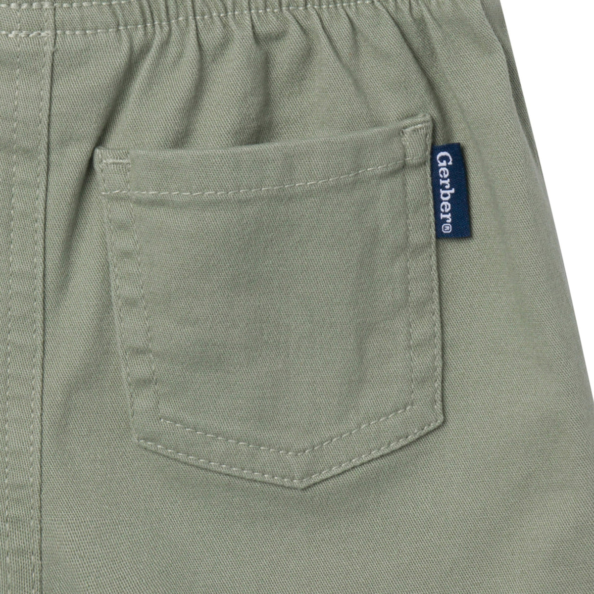 Baby & Toddler Girls Olive Twill Shorts, close-up detail 1