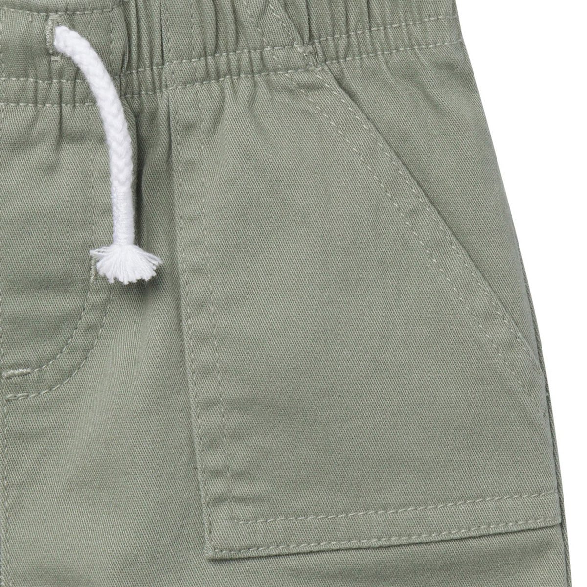 Baby & Toddler Girls Olive Twill Shorts, close-up detail 2
