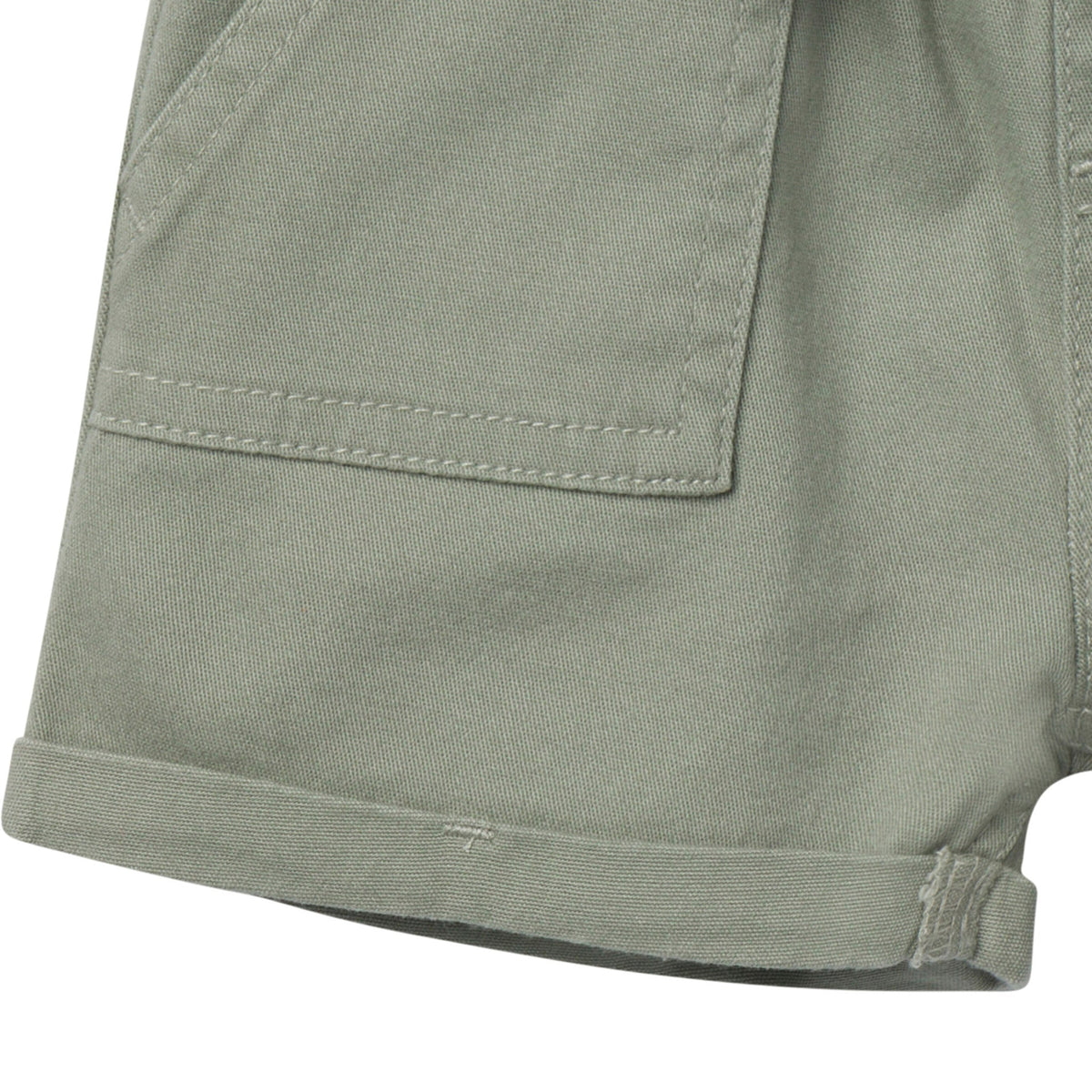 Baby & Toddler Girls Olive Twill Shorts, close-up detail 3