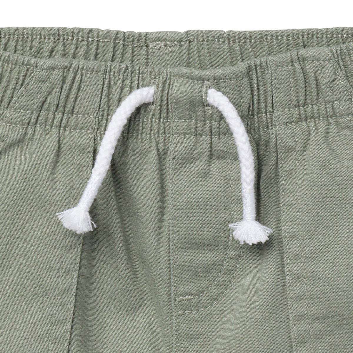 Baby & Toddler Girls Olive Twill Shorts, close-up detail 4