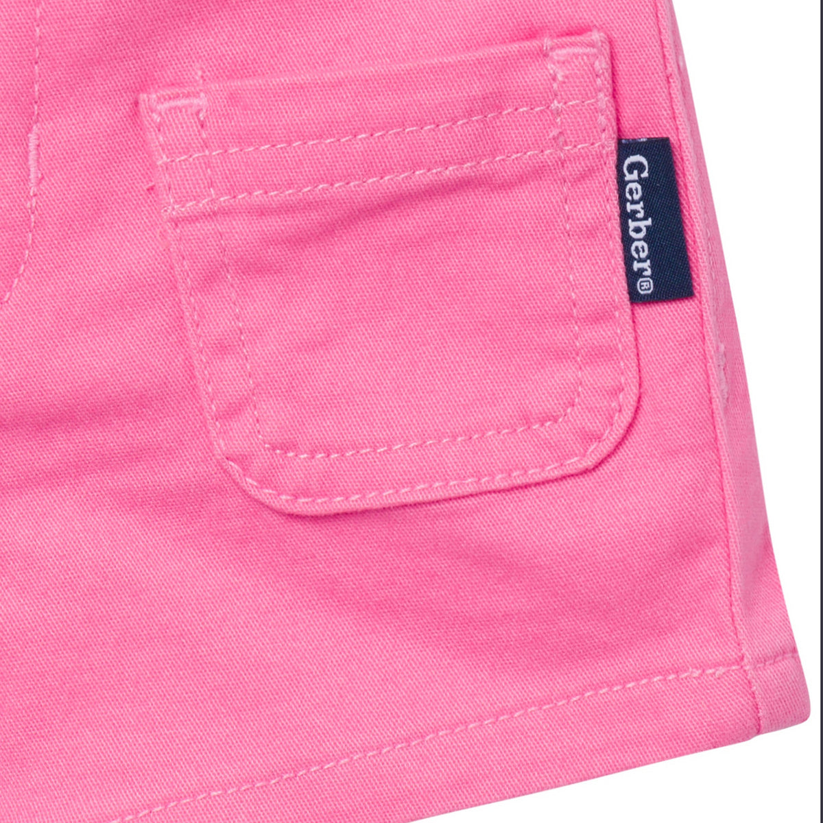 Baby & Toddler Girls Pink Twill Shorts, close-up detail 3