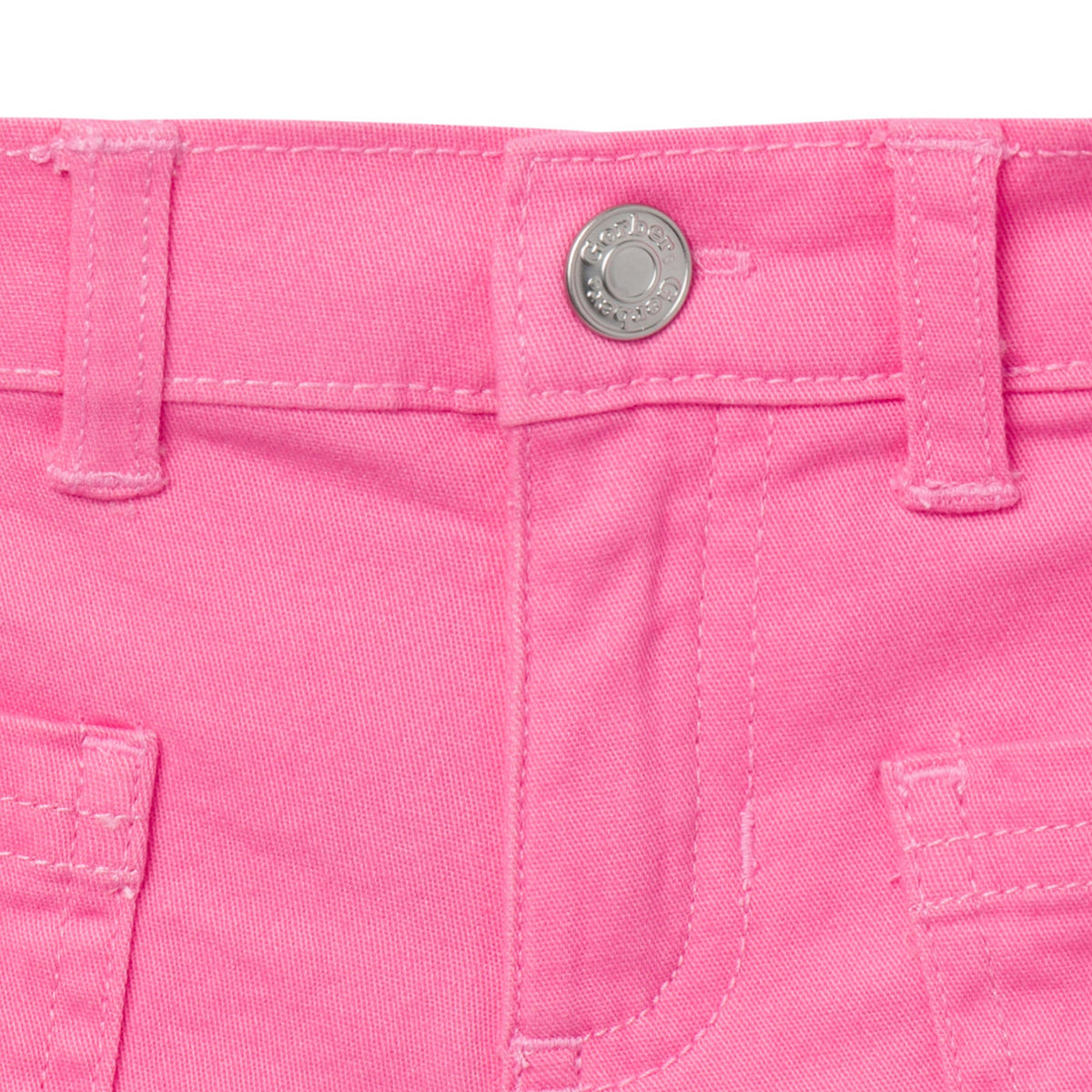 Baby & Toddler Girls Pink Twill Shorts, close-up detail 4