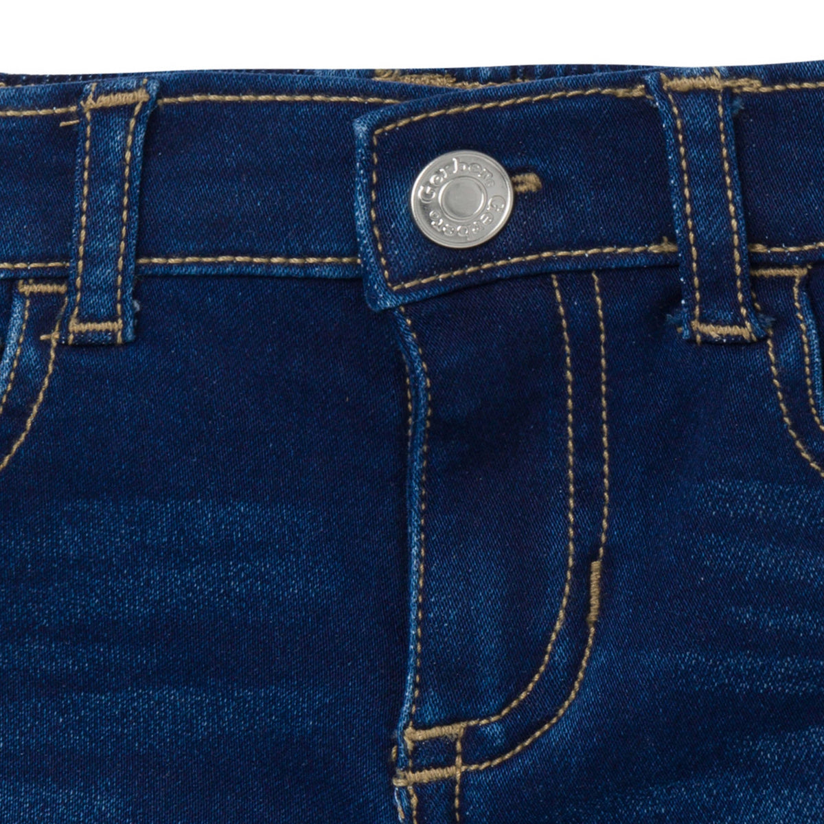 Baby & Toddler Neutral Dark Wash Cuffed Denim Shorts, close-up detail 4
