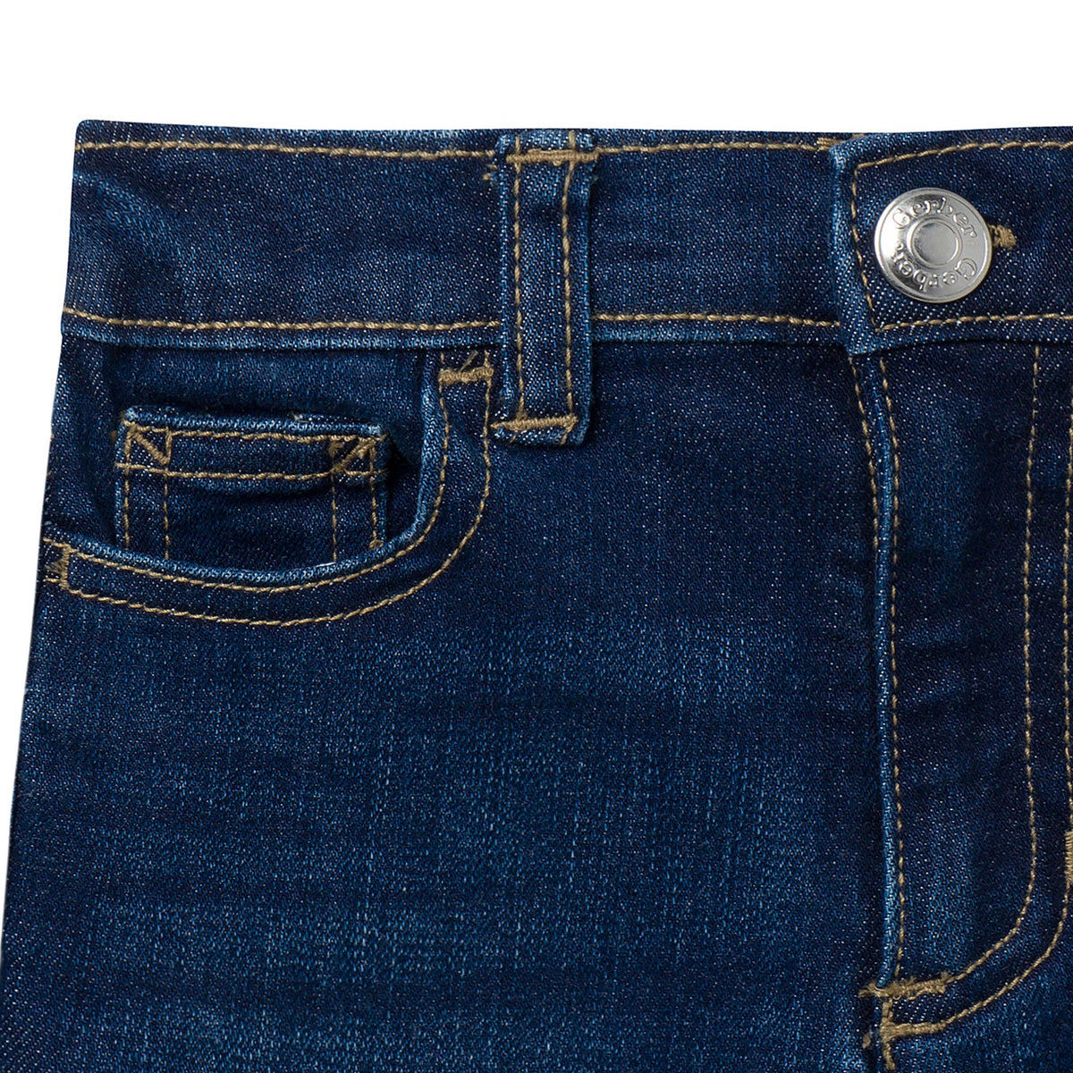 Baby & Toddler Neutral Dark Wash Denim Shorts, close-up detail 3