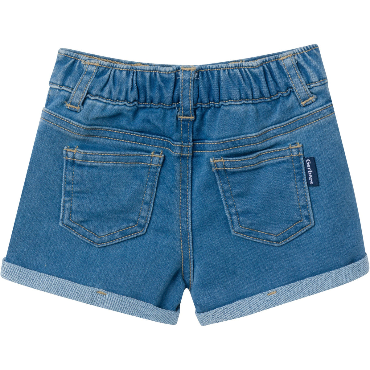 Baby & Toddler Neutral Light Wash Cuffed Denim Shorts, additional view 1