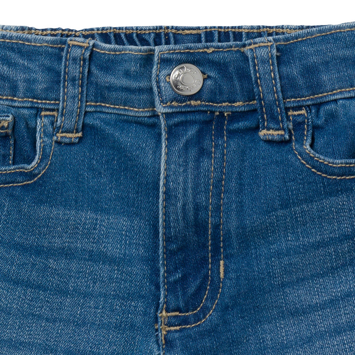 Baby & Toddler Neutral Light Wash Denim Shorts, close-up detail 3