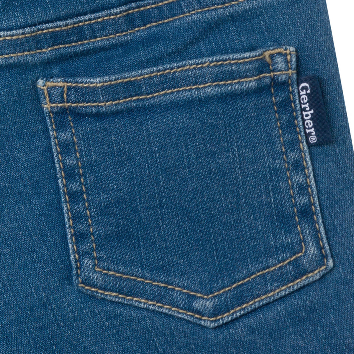 Baby & Toddler Neutral Light Wash Denim Shorts, close-up detail 4