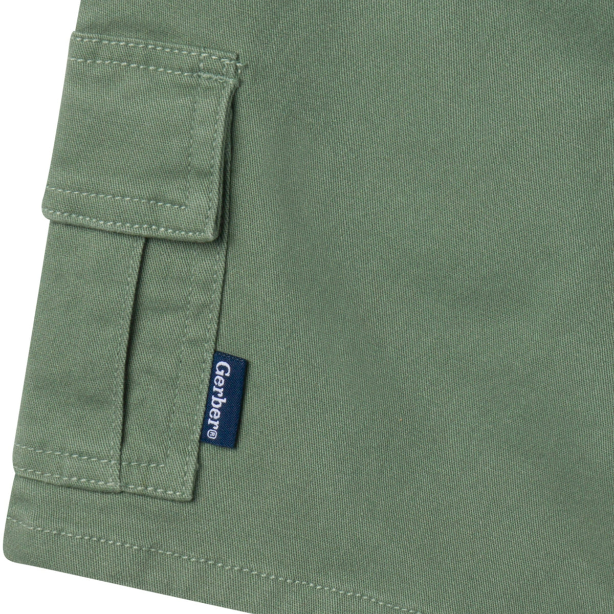 Infant & Toddler Boys Green Twill Shorts, close-up detail 1