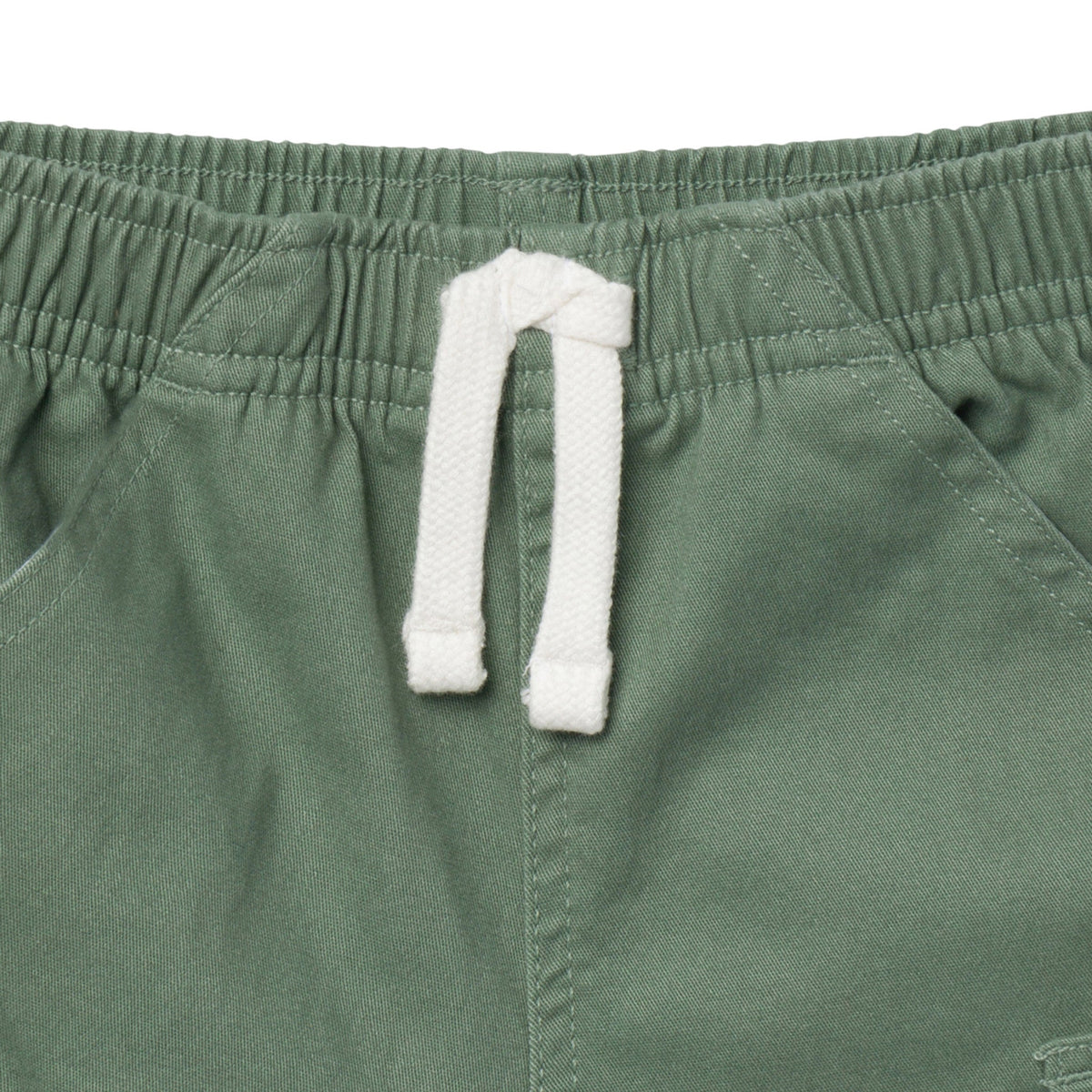 Infant & Toddler Boys Green Twill Shorts, close-up detail 3