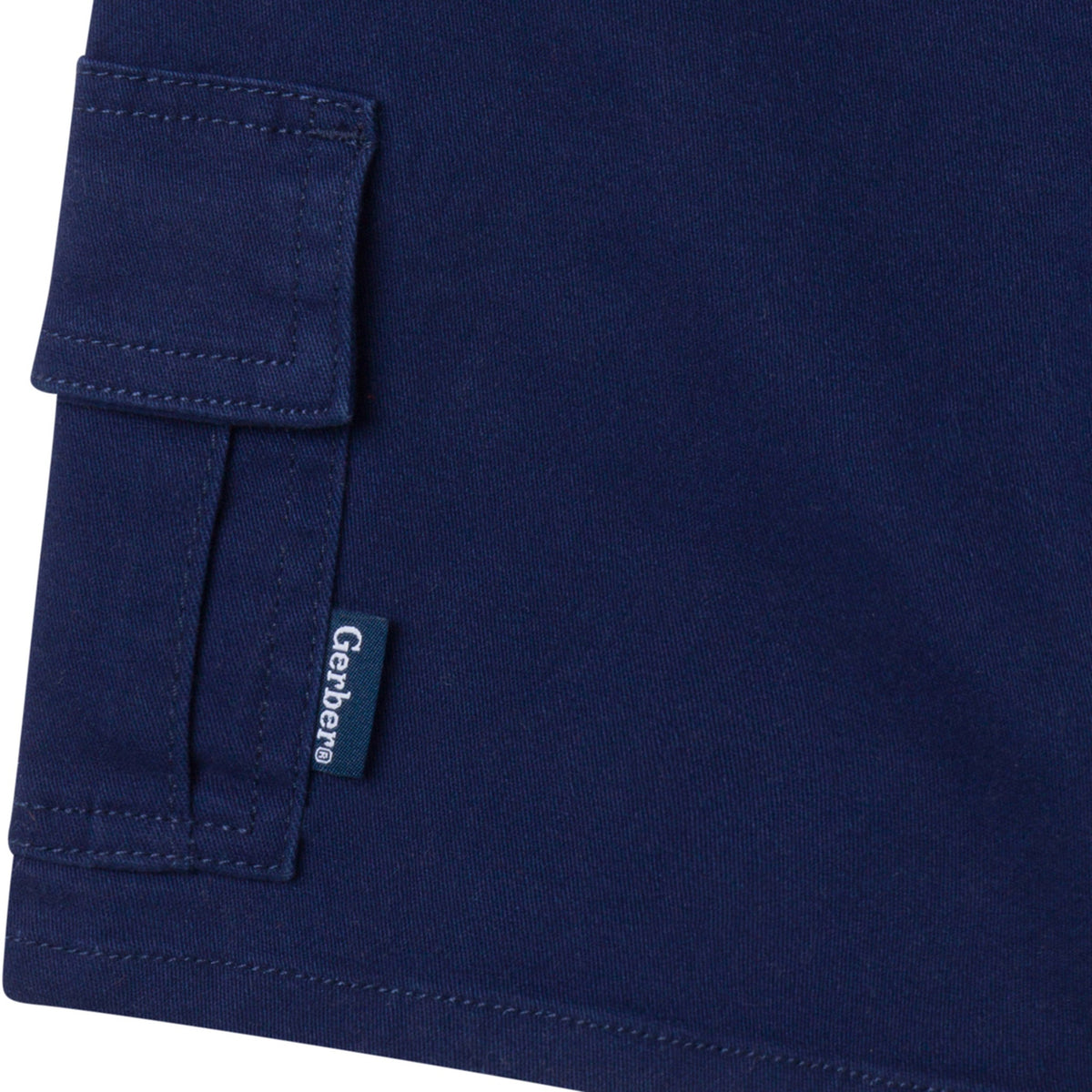 Infant & Toddler Boys Navy Twill Shorts, close-up detail 1